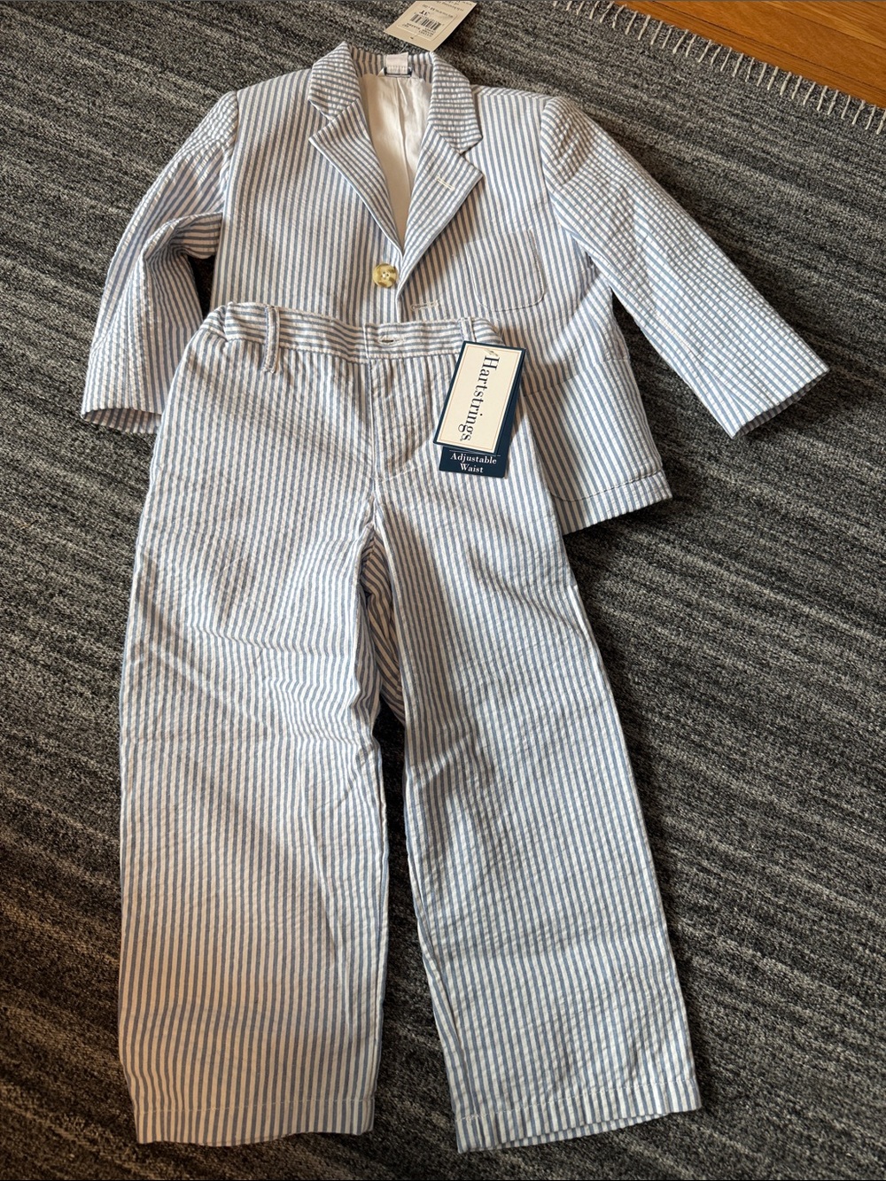 Hartstrings Blue & White Seersucker Two-Piece Suit